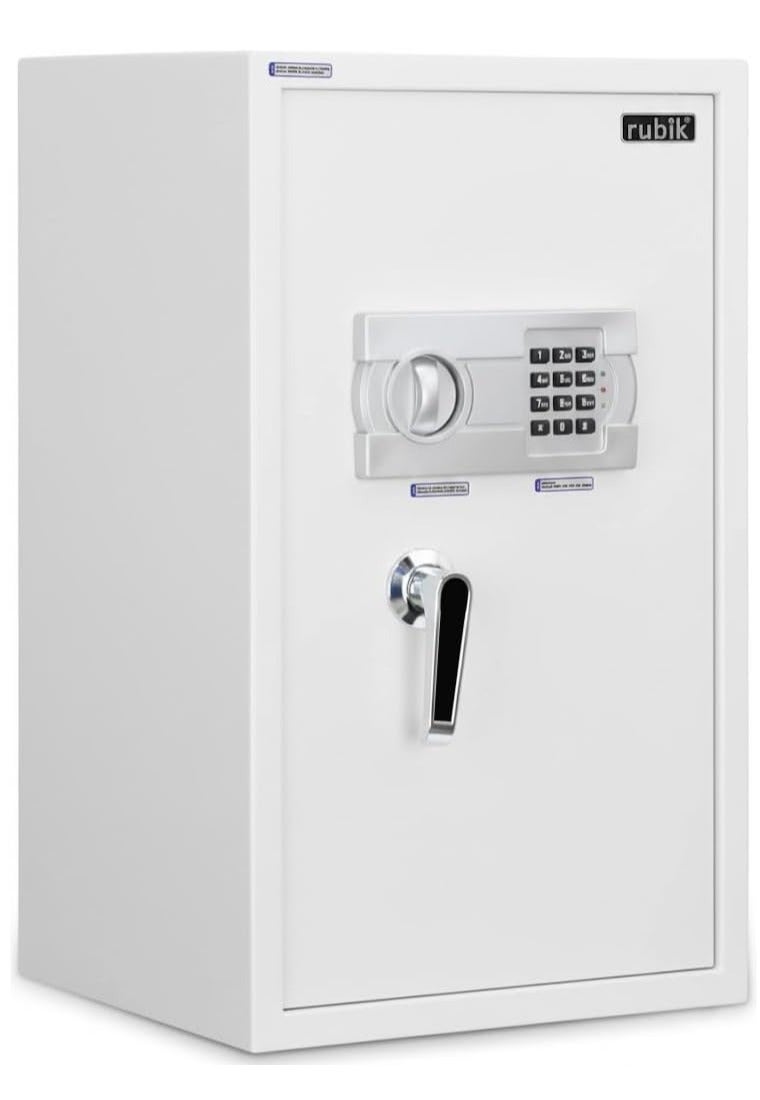 Rubik Large Safe Box with Digital Keypad and Key Lock, Fire Resistant Security Box Protect Money Documents for Home Office RB60EG-CX (Size 60x36x30cm) (white) - Image 1